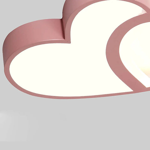 Heart Shaped LED Ceiling Light For Bedroom With Remote, 35W Energy Saving Acrylic Lamp, close-up of pink heart design