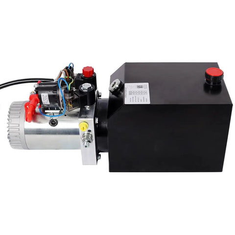 12V Double Acting Hydraulic Power Unit 3HP DC Motor 6 Quart Steel Tank SAE#6 Connector for dump trailer lift gate.