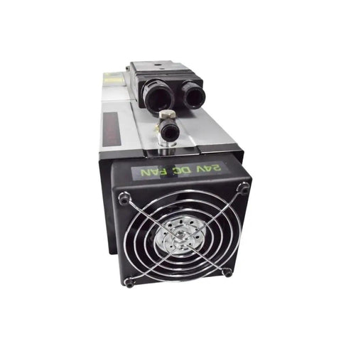Heavy Duty 4.5Kw Automatic Tool Change Air Cooled Spindle Motor Built Different For Cnc Router Milling And Engraver Machine 220V 380V Power That Hits Hard Every Time, showing rear view with dual hoses and cooling fan.