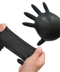 Hands stretching and inflating Black Nitrile Gloves 4 Mil Disposable 100 Pack Large Size Powder Free Latex Free Durable Exam Gloves