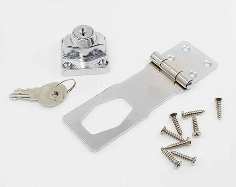 Keyed Hasp Lock With Twist Knob For Cabinets Chrome Plated Door Clasp With Screws Durable Die Cast And Steel Construction