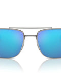 Front view of RB3737CH Chromance Sunglasses gunmetal frame with Chromance green mirrored blue polarized lenses 60mm wide rectangular style.