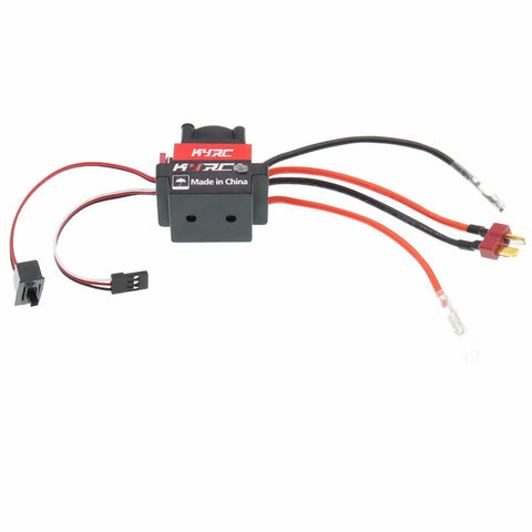 60A Brushed RC ESC With Cooling Fan For One Tenth Scale 4WD RC Trucks Six Volt Two Amp BEC Easy Install High Temperature And Low Voltage Protection Throttle Signal Loss Protection T Plug Compatible