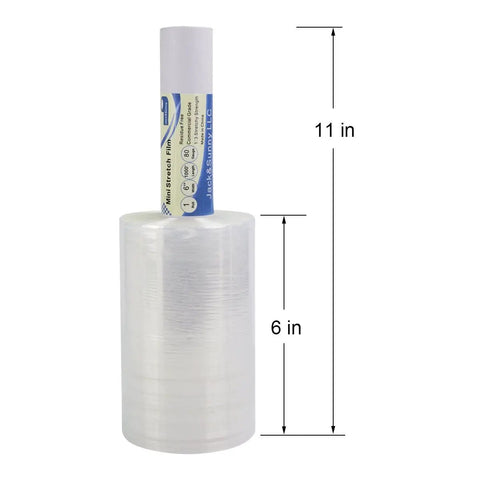 Top Shelf Clear Stretch Wrap 6 Inch By 1000 Feet Plastic Roll for Moving and Shipping, heavy duty design.