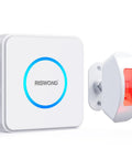 Wireless Pro Motion Sensor Alarm for home office and store security showing receiver and sensor with LED light