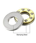 Front view of thrust ball bearings set, chrome steel, 7x15x5 mm, single direction, stamping steel washer, 4 pcs