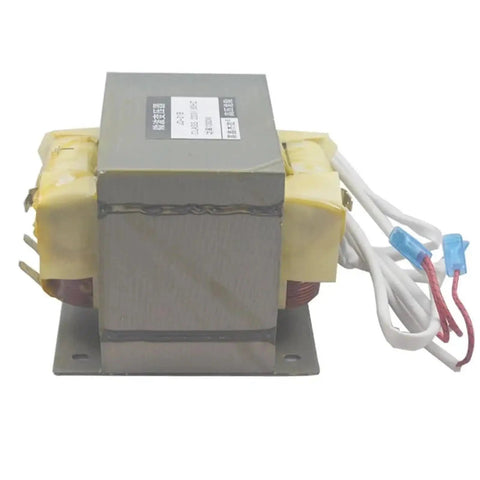 Straight Up Industrial Microwave Drying Rig Featuring JD21B Model All Copper High Voltage Transformer side view with wires.