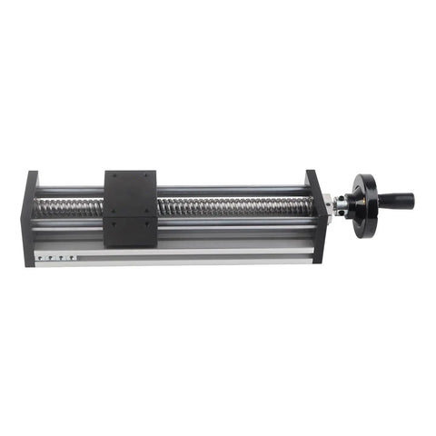 Beefy 200mm Linear Guide Rails for 2 Axis Manual Sliding Table for 3D Printers and CNC Machines with Ball Bearing Linear Motion System and Hand Crank Locking, front view