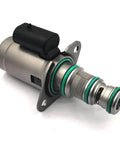 12V SV98 T39S Solenoid Valve Replacement Part for Hydraulic Systems, compatible with JCB Backhoe Loader and Tractor, silver and green finish.
