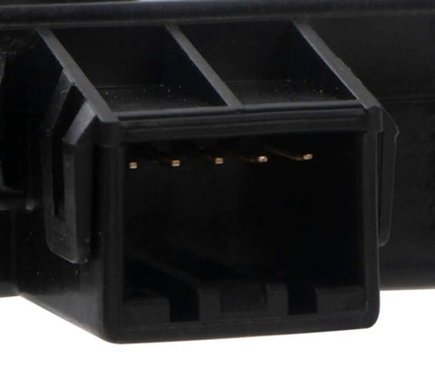 Close-up of Zero Hassle Left HVAC Mode Door Actuator connector for 2015-2023 Hyundai Kia models, black plastic, electrical component.