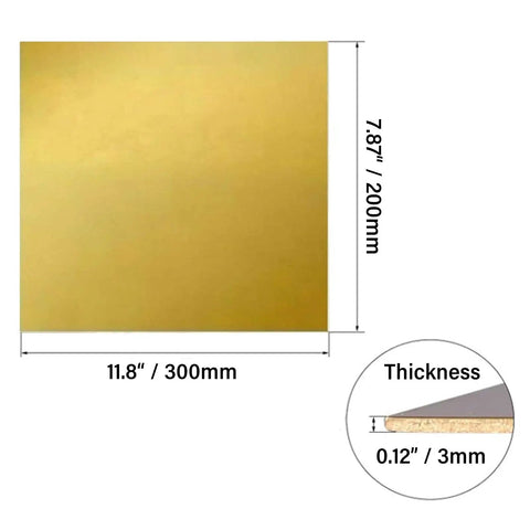 Brass Metal Sheet Flat Three Millimeter Thick Blank For Engraving CNC Cutting Hobby Handcrafts And Metalworking 200 By 300 Millimeter
