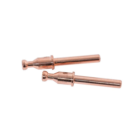Close-up of 10 Electrodes 9-0096 and 10 Nozzle Tips 9-0094 40A for Cutmaster 42/12 SL40 Torch consumables.