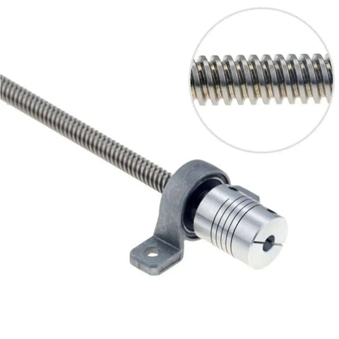 Top Tier T8 Lead Screw Vertical Or Horizontal Kit Featuring 8mm Stainless Steel Rod With Kfl08 And Kp08 Bearings For Smooth CNC And 3D Printer Builds Plus Stepper Motor Alignment Perfect For Custom Projects. T8 lead screw with 8mm stainless rod and motor coupler