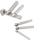 Dtacke 6-piece 90° chamfering end mill set; stainless steel HSS countersink bits, 3-flute