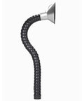 Straight Up Reliable Fume Extraction Arm Featuring 360 Degree Rotatable Articulated Dust Hose With Stainless Steel Hood angled view with flexible black dust hose.