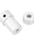 Pair of aluminum 4mm motor shaft couplings with mounting hub, silver