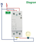 Heavy Duty 63A Two Pole Din Rail Contactor With 24V Ac Dc Coil diagram showing coil energizing and connections.