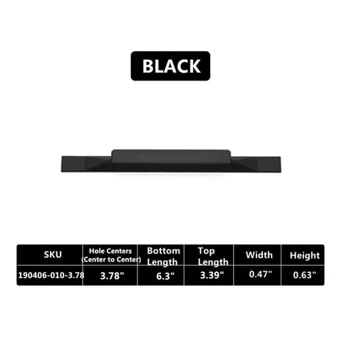 Black Cabinet Pulls 5 Pack For Drawers And Dressers Long Cabinet Hardware, 3.78 Inch Center To Center, 6.3 Inch Length, side view.