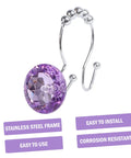 Double Hooks Glide Shower Curtain Rings No Fuss Rust Resistant Stainless Steel Purple Decorative Design For Easy Hanging