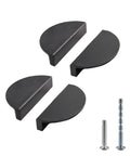 Four Pack Half Moon Cabinet Pulls 2.5 Inch Semicircle Drawer Handles Black Solid Brass Hardware With Included Mounting Screws