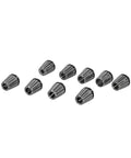 Nine spring collets from Spring Collet Chuck Kit With Morse Taper Connecting Shaft For Accurate Drilling, Pro Grade Carbon Steel Drill Chuck Set Includes ER Wrench And Nine Spring Collets, Built For Milling Like A Boss And Sharp, Precise Cuts.