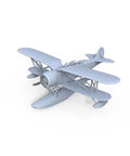 Unpainted 1/144 Italian Ro.43 water reconnaissance aircraft model kit in 3D resin, top angle view, for adult hobbyists