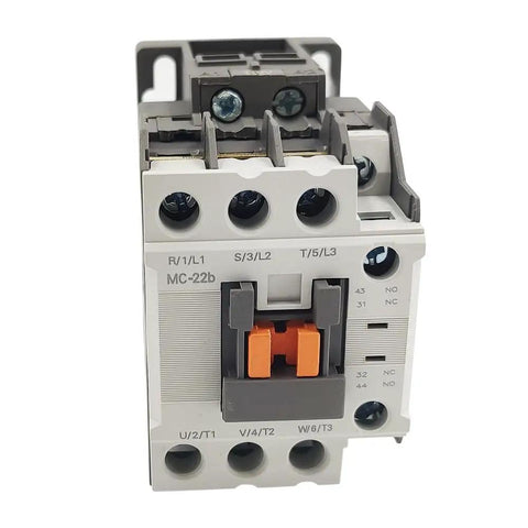 Heavy Duty 120V AC Contactor, 3 Pole, 22A, 1NO1NC Auxiliary, DIN Rail Mount, UL CE Listed, Industrial Relay, front view