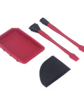 Silicone Glue Kit For Woodworking DIY Ready With Dual Head Spreader And Applicator, 2 Brushes, 1 Comb, 1 Tray in red and black