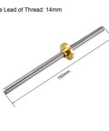14 Lead 8mm Diameter 150mm Stainless Steel Lead Screw Rod with Copper Nut Trapezoidal Thread for 3D Printer Z Axis, 2 Piece Set
