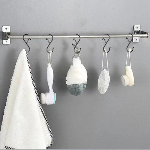 Eight Pack Three Point Five Inch Heavy Duty S Hooks With Safety Buckle Rust Proof Coated Metal Hanging Hooks for towels and tools