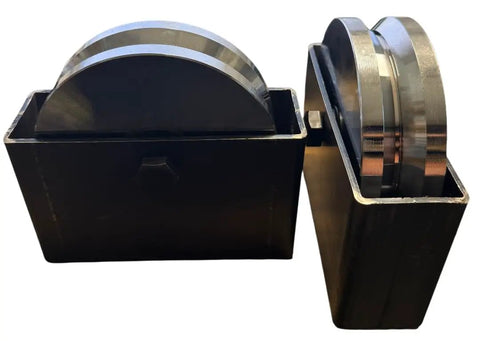 6 In Chrome Plated Steel V Groove Wheel With Box Mount Featuring A Smooth 5/8 In Axle And Rugged As Nails 3000 Lb Load Capacity Built Tough For Daily Industrial Grind - Close-up view showing the wheel and box mount.