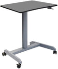 Height Adjustable Mobile Standing Desk With Smooth Roll Wheels Built Tough Rust Resistant Steel Laptop Lectern Workstation with matte black surface.