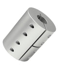 Beefy 12mm To 12mm Rigid Shaft Coupling Clamp On Aluminum D32 By L45 for CNC machines 3D printers, sleek finish and drilled holes