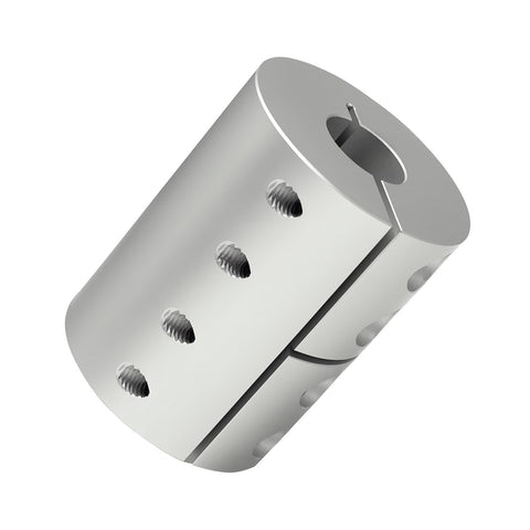 Beefy 12mm To 12mm Rigid Shaft Coupling Clamp On Aluminum D32 By L45 for CNC machines 3D printers, sleek finish and drilled holes