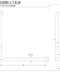 24 By 24 Inch L Shaped Grab Bar Right Hand Matte Black With Concealed Mounting Flanges 304 Stainless Steel diagram