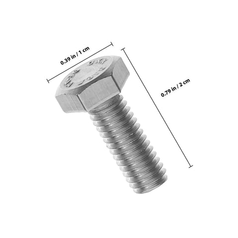 Close-up of a hex bolt from 20 Piece M6 Stainless Steel Hex Bolts And Nuts Kit With 16mm Thread Length Carriage Bolts And Flat Washers
