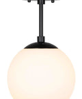 Semi Flush Ceiling Light With Globe White Glass Shade In Dope Matte Black Finish, 1 Light Modern Fixture, XB SF1211 MBK