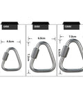 Stainless Steel Carabiner Heavy Duty Safety Lock For Climbing Caving Rappelling Firefighting Rescue And Industrial Rigging Up To 60kN Load Capacity 6mm with size options 6mm, 8mm, 10mm.