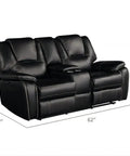 Black loveseat from 3 Piece Leather Recliner Couch Set With Manual Recliner Sofa Reclining Loveseat And Swivel Rocker Chair