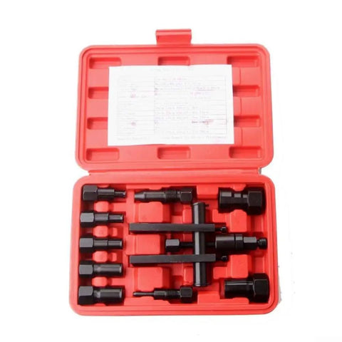 No Sweat Motorcycle Wheel Bearing Puller Set Featuring Ten Quick Grip Tools Sized Eight To Twenty Five Mm For Fast Inner Bearing Extraction Stored Inside A Rugged Carry Case Built For Garage Pros Craving Smooth Quick Repairs On Motorcycles