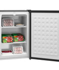 Compact Upright Mini Freezer With 3.0 Cubic Feet Capacity And Reversible Door For Dorm Life Apartments RV Trips And Office Setups with stored frozen meats.