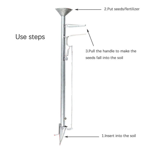 2 In 1 Garden Seeder And Planter Tool With Stainless Steel Handle For Easy Sowing Or Nutrient Feeding Rustproof Metal Seed Shank