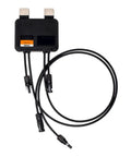 Straight Up Rock Solid Solar Fire Safety Rapid Shutdown Module With Mc4 Plugs For Dc Arrays, compact black design with connectors.