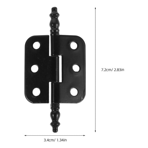 Vintage Black Iron Hinges Set for Wooden Boxes and Jewelry Chests with measurements, heavy duty support, retro design