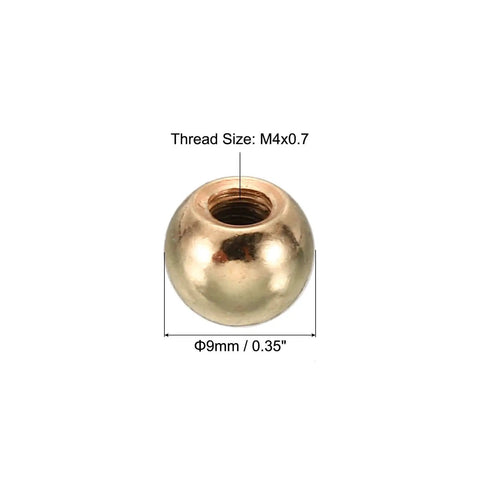 M4 Thread Cap Nuts Knob Pack Of 50 For Furniture And Lighting Sweet Ball Style Screw Caps Nut Covers In French Gold, 9mm dia close-up