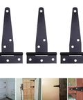 Beefy 4 Inch Black T Shaped Hinges For Doors And Gates, Heavy Duty Iron, Six Positioned Screw Holes, Multi Purpose And Easy