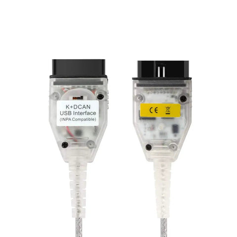 Front and back view of K Can USB Diagnostic Cable With Switch For BMW E Chassis 1998 To 2019, featuring FT232RL interface.