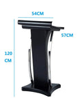 Built Tough Steel Floor Standing Lectern And Mobile Podium Desk With Smooth Roll Casters For Board Meetings School Seminars Church Gatherings No Hassle Assembly, 54x57x120 cm.