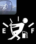 Funny Gas Gauge Car Sticker, Hilarious Gas Tank Vinyl Decal With Little Man Tugging The Needle, Waterproof Universal Auto Decor