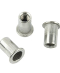 1/4-20 Stainless Steel Rivet Nut Inserts Flat Head Knurled Rivnuts 40 Pack Built Tough For Automotive Furniture Electrical And Industrial Projects Easy Install Tight Hold On Aluminum And Steel